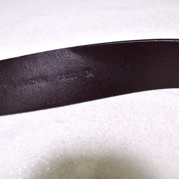 Calvin Klein Womens Brown Leather Belt Size 34 Large Gold Buckle - Picture 5 of 9